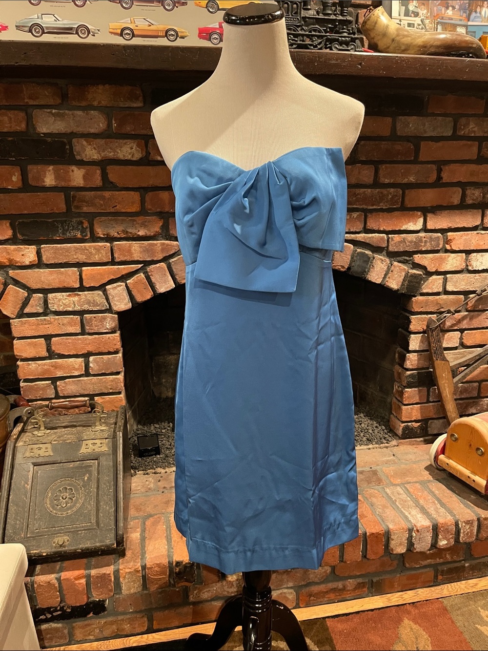 Lilly Pulitzer NWT Carlynn Strapless-Style Long Sleeve Dress Morelle Blue